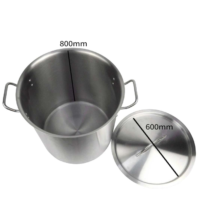 Stock Pot 225Lt Top Grade Thick Stainless Steel Stockpot 60CMX80CM 18/10