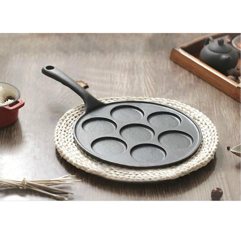 23cm Cast Iron Takoyaki Fry Pan Octopus Balls Maker 7 Hole Cavities Grill Mold