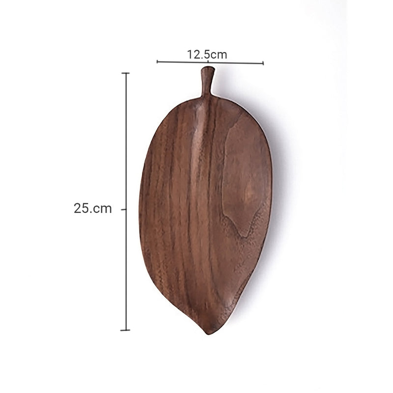 Set of 2 Walnut Leaf Shape Wooden Tray Food Charcuterie Serving Board Paddle Centerpiece Home Decor