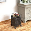 2 Tier Steel Square Rotating Kitchen Cart Multi-Functional Shelves Portable Storage Organizer with Wheels