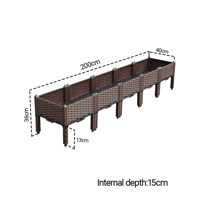 200cm Raised Planter Box Vegetable Herb Flower Outdoor Plastic Plants Garden Bed with Legs