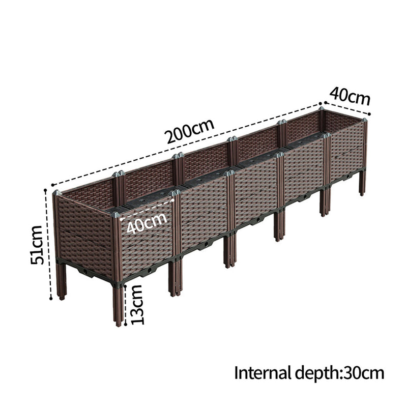 200cm Raised Planter Box Vegetable Herb Flower Outdoor Plastic Plants Garden Bed with Legs Deepen