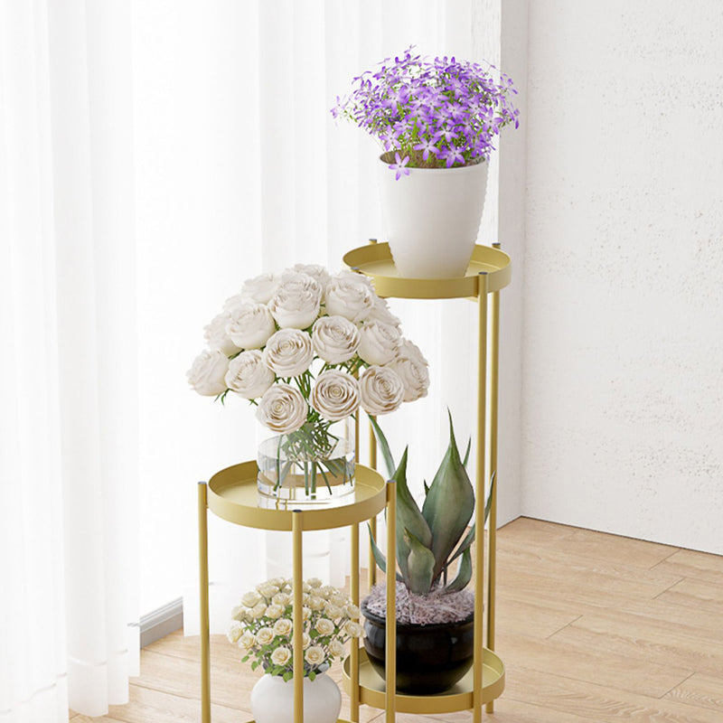 2 Layer 80cm Gold Metal Plant Stand Flower Pot Holder Corner Shelving Rack Indoor Display