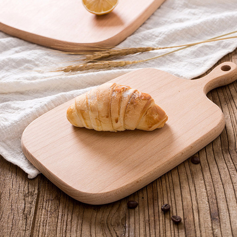 33cm Brown Rectangle Wooden Serving Tray Chopping Board Paddle with Handle Home Decor