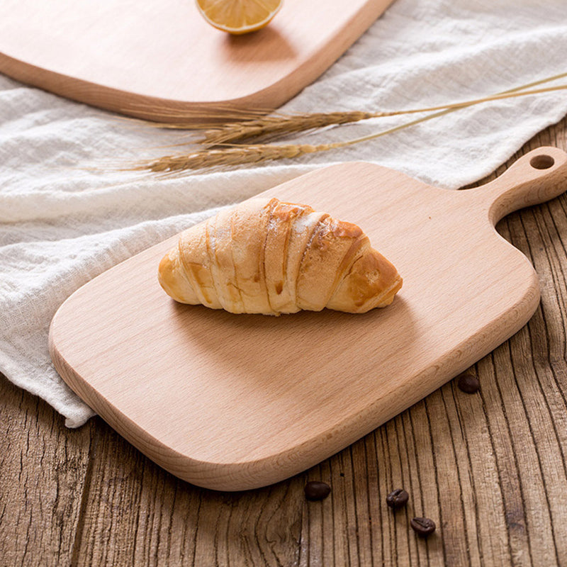 26cm Brown Rectangle Wooden Serving Tray Chopping Board Paddle with Handle Home Decor