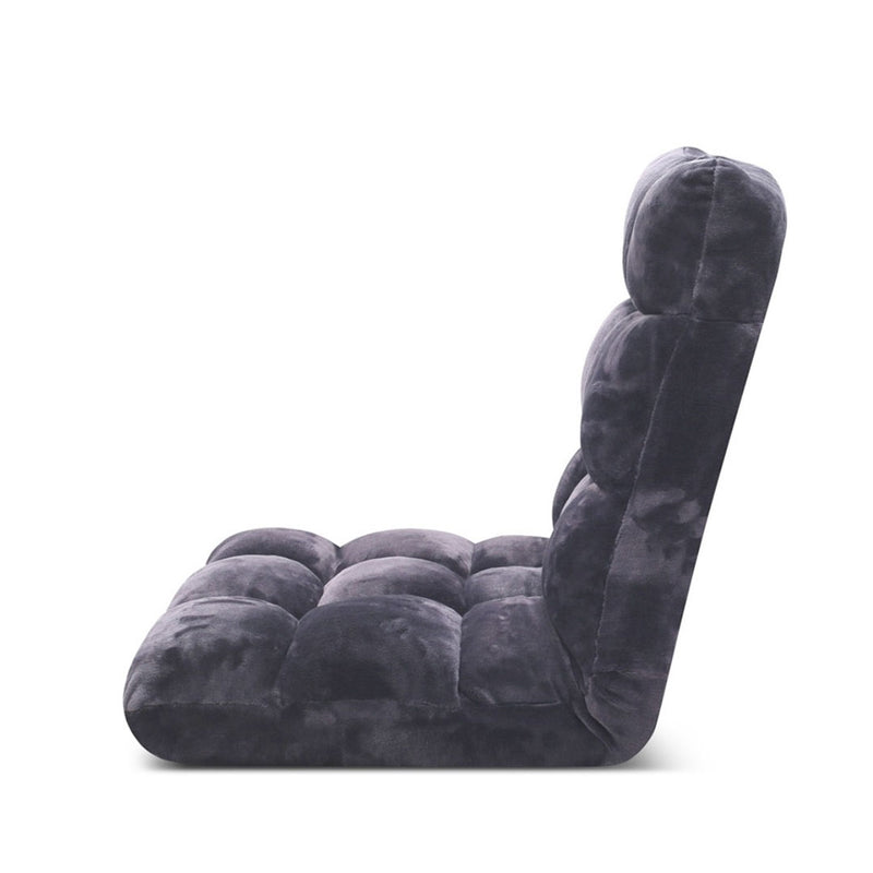 2X Floor Recliner Folding Lounge Sofa Futon Couch Folding Chair Cushion Grey