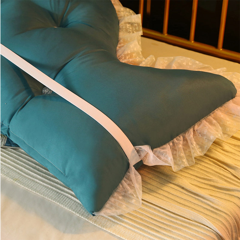 150cm Blue-Green Princess Bed Pillow Headboard Backrest Bedside Tatami Sofa Cushion with Ruffle Lace Home Decor