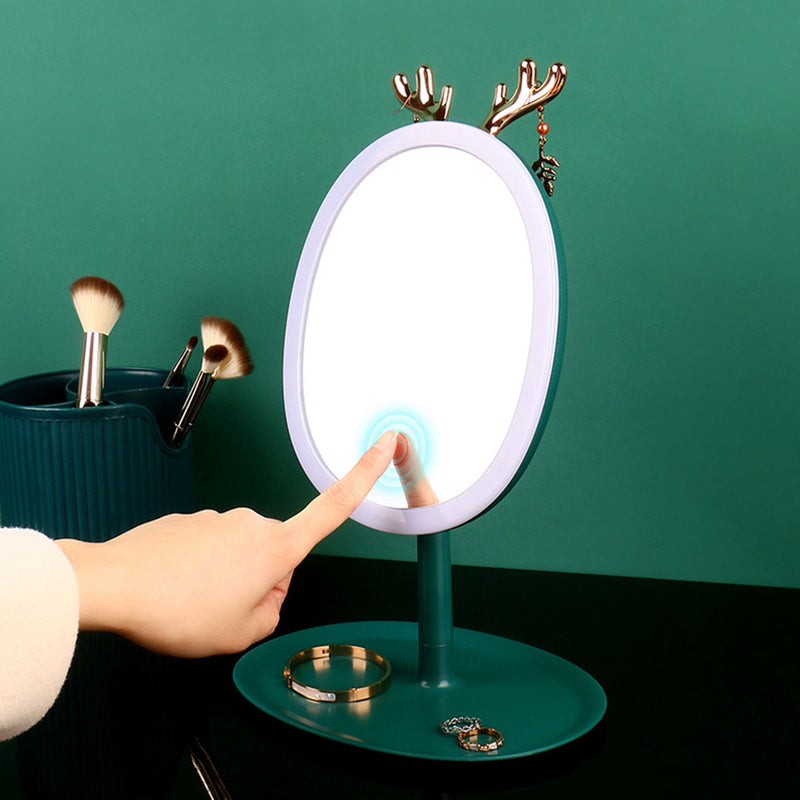 Green Antler LED Light Makeup Mirror Tabletop Vanity Home Decor