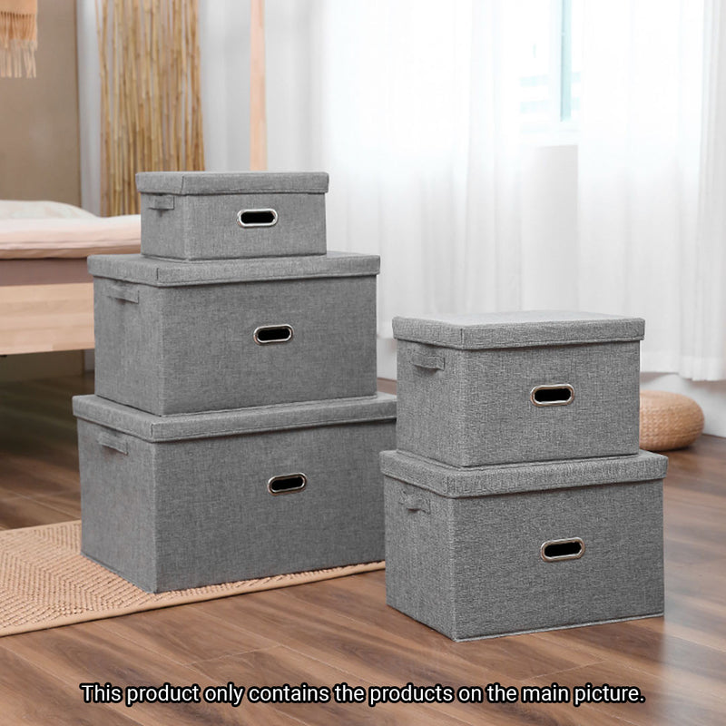 Grey Small Foldable Canvas Storage Box Cube Clothes Basket Organiser Home Decorative Box