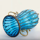 51cm Green Glass Oval Floor Vase with Metal Flower Stand