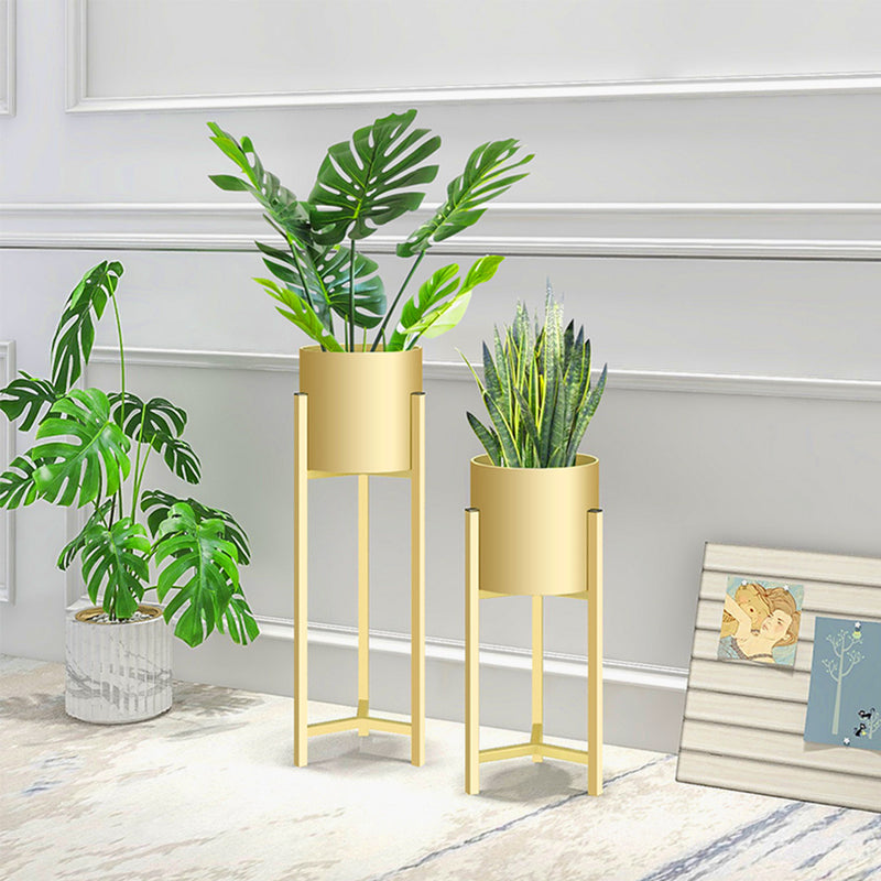 2X 75cm Gold Metal Plant Stand with Flower Pot Holder Corner Shelving Rack Indoor Display