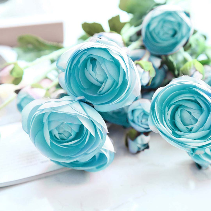 12pcs Artificial Silk Flower Fake Rose Bouquet Table Decor Blue