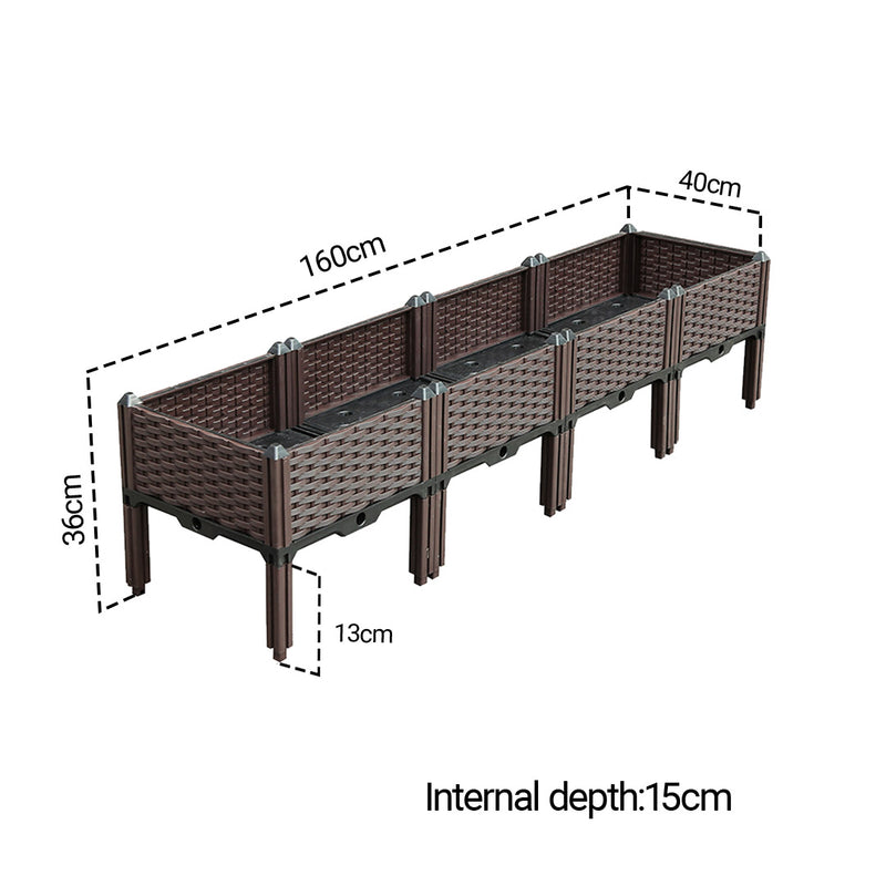 2X 160cm Raised Planter Box Vegetable Herb Flower Outdoor Plastic Plants Garden Bed with Legs