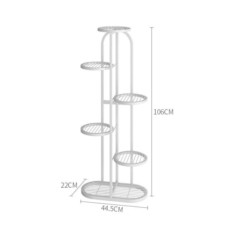 2X 6 Tier 7 Pots White Round Metal Plant Rack Flowerpot Storage Display Stand Holder Home Garden Decor