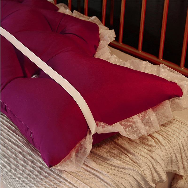 2X 180cm Burgundy Princess Bed Pillow Headboard Backrest Bedside Tatami Sofa Cushion with Ruffle Lace Home Decor
