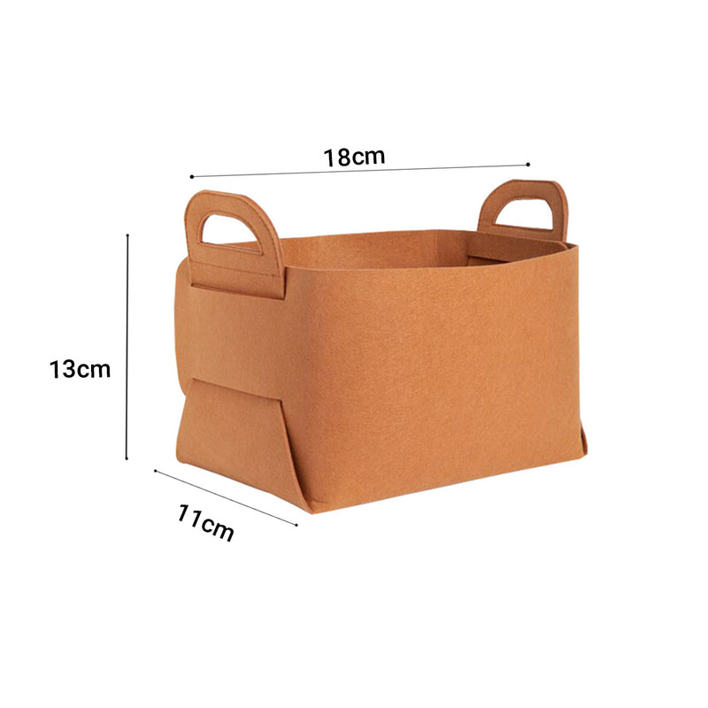 4X Small Coffee Foldable Felt Storage Portable Collapsible Bag Home Office Foldable Organiser with Carry Handles