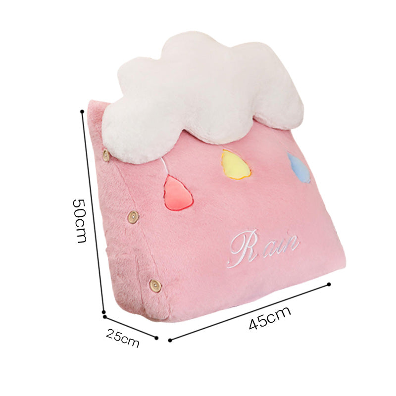 2X Pink Cute Cloud Cushion Soft Leaning Lumbar Wedge Pillow Bedside Plush Home Decor