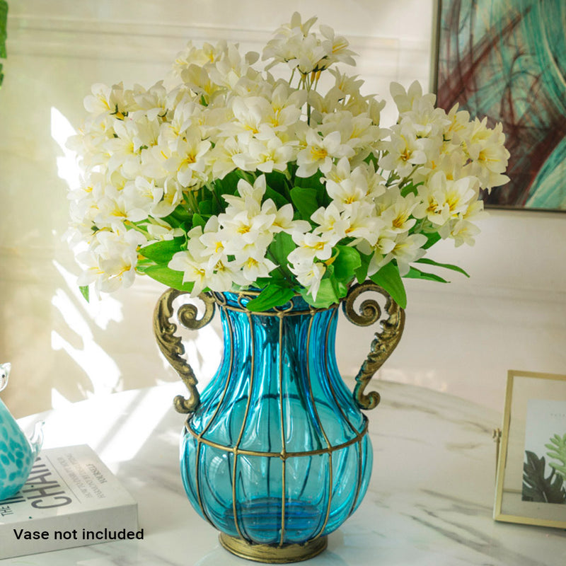 10 Bunch Artificial Silk Lilium nanum 6 Heads Flower Fake Bridal Bouquet Table Decor White
