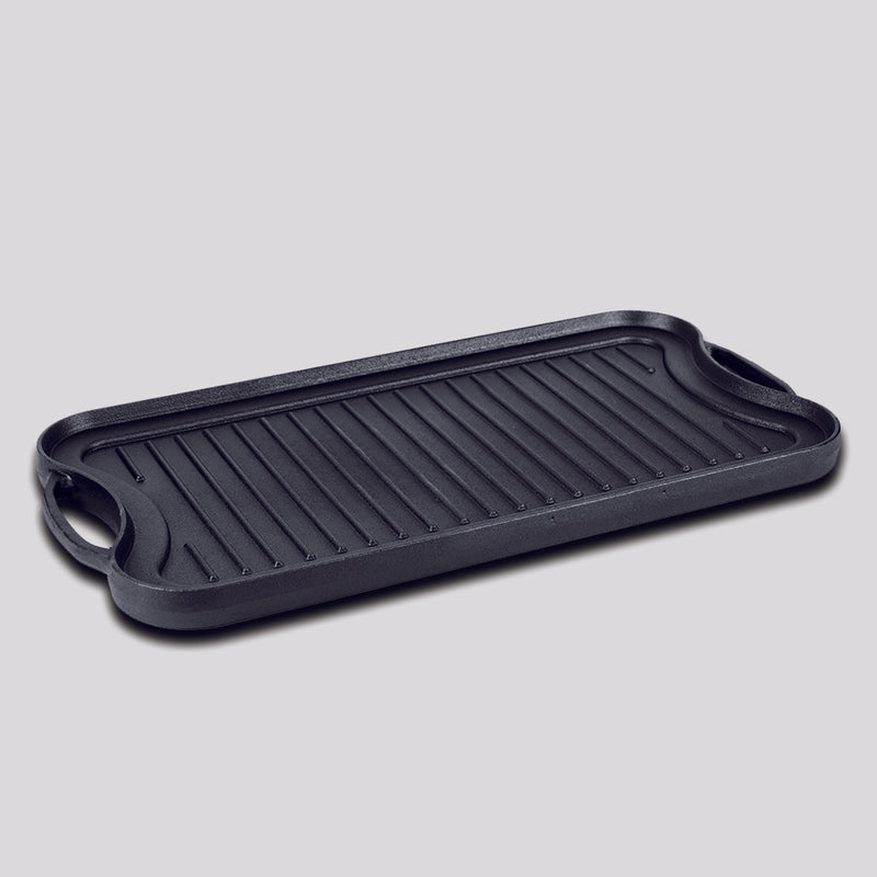 50.8cm Cast Iron Ridged Griddle Hot Plate Grill Pan BBQ Stovetop