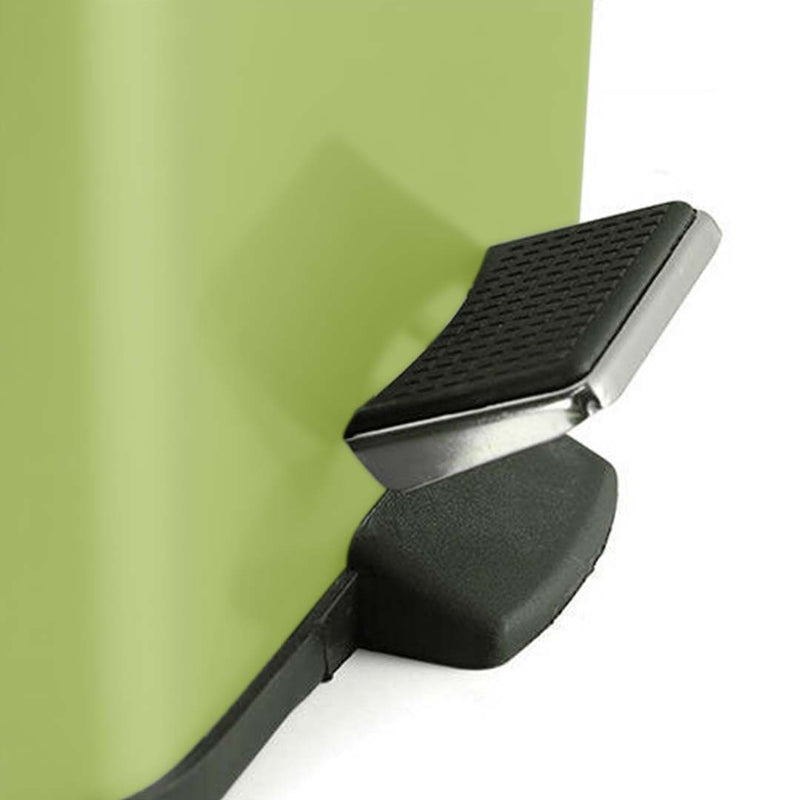 Foot Pedal Stainless Steel Rubbish Recycling Garbage Waste Trash Bin Square 6L Green