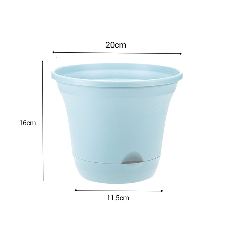 20cm Blue Plastic Plant Pot Self Watering Planter Flower Bonsai Indoor Outdoor Garden Decor Set of 2