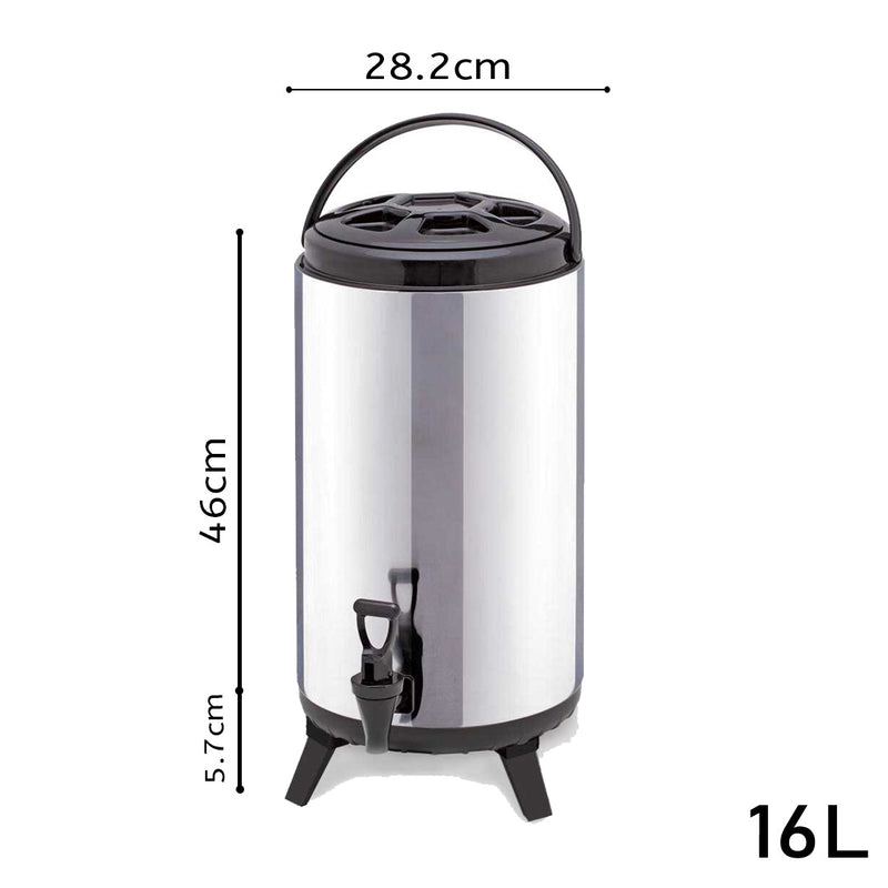 16L Portable Insulated Cold/Heat Coffee Tea Beer Barrel Brew Pot With Dispenser