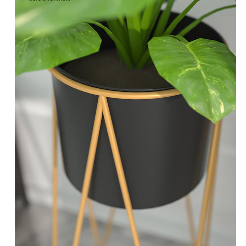 2X 70cm Gold Metal Plant Stand with Black Flower Pot Holder Corner Shelving Rack Indoor Display