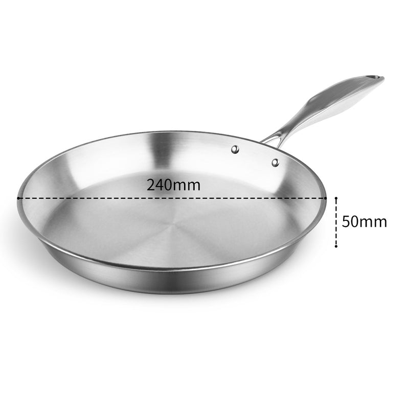 Stainless Steel Fry Pan 24cm Frying Pan Top Grade Induction Cooking FryPan