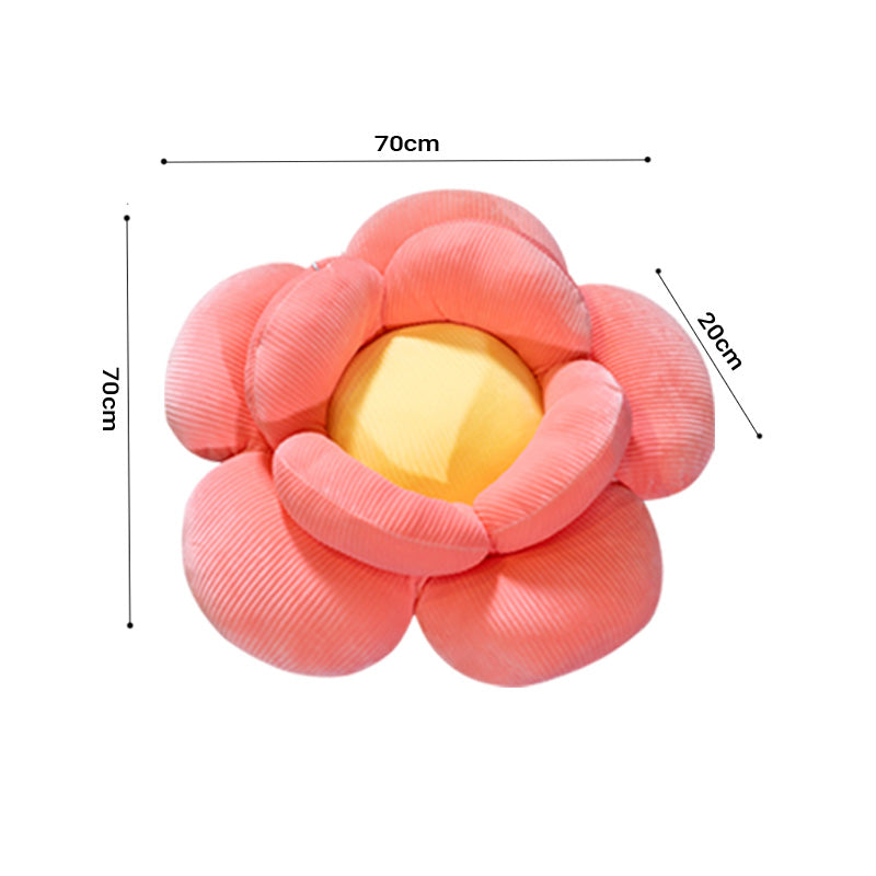 2X Red Double Flower Shape Cushion Soft Bedside Floor Plush Pillow Home Decor
