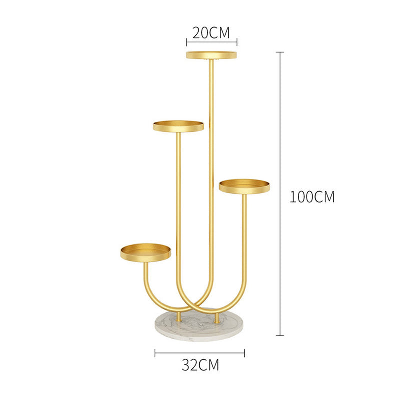 2X U Shaped Plant Stand Round Flower Pot Tray Living Room Balcony Display Gold Metal Decorative Shelf