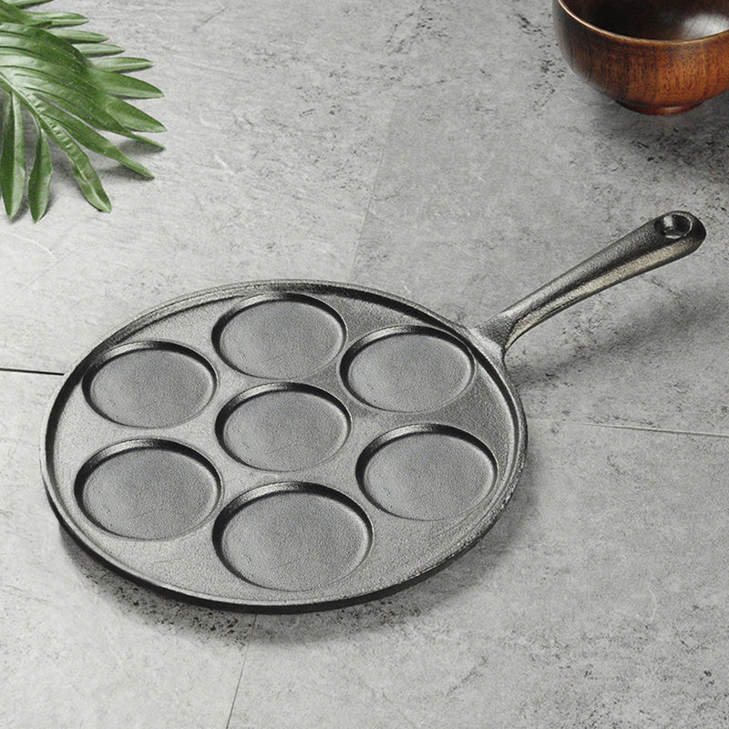 23cm Cast Iron Takoyaki Fry Pan Octopus Balls Maker 7 Hole Cavities Grill Mold