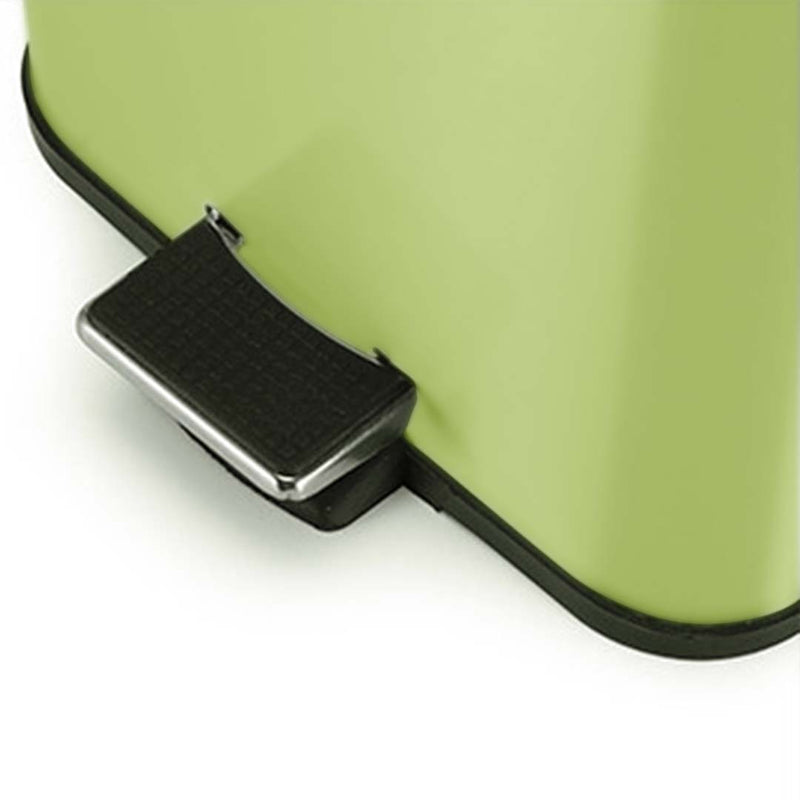 Foot Pedal Stainless Steel Rubbish Recycling Garbage Waste Trash Bin Square 6L Green