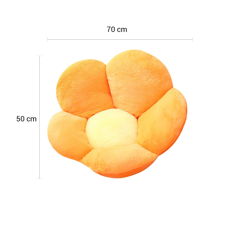 Orange Whimsical Big Flower Shape Cushion Soft Leaning Bedside Pad Floor Plush Pillow Home Decor