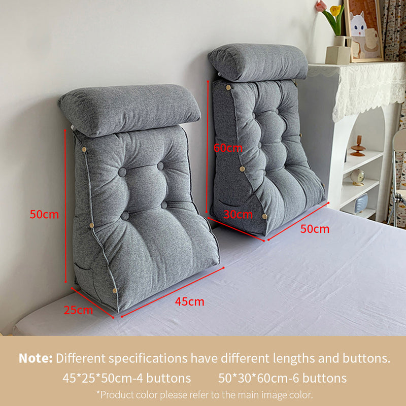 2X 45cm Grey Triangular Wedge Lumbar Pillow Headboard Backrest Sofa Bed Cushion Home Decor