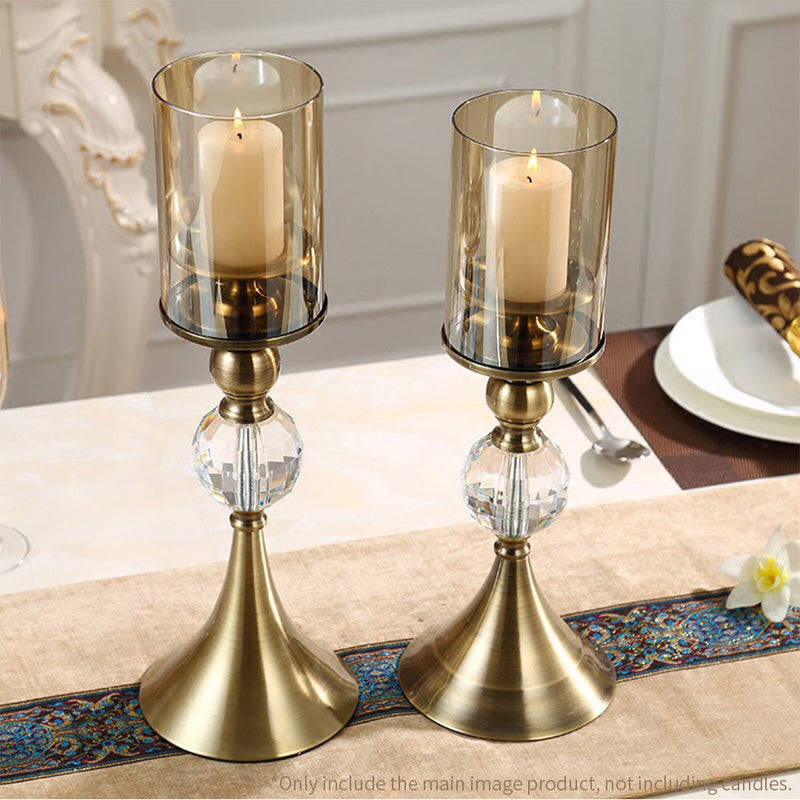 43cm Glass Candle Holder Candle Stand Glass/Metal