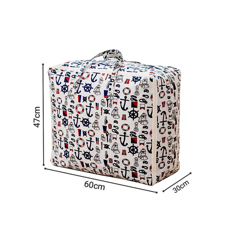 2X Nautical Icons Super Large Storage Luggage Bag Double Zipper Foldable Travel Organiser Essentials