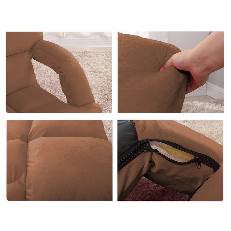 4X Foldable Lounge Cushion Adjustable Floor Lazy Recliner Chair with Armrest Coffee