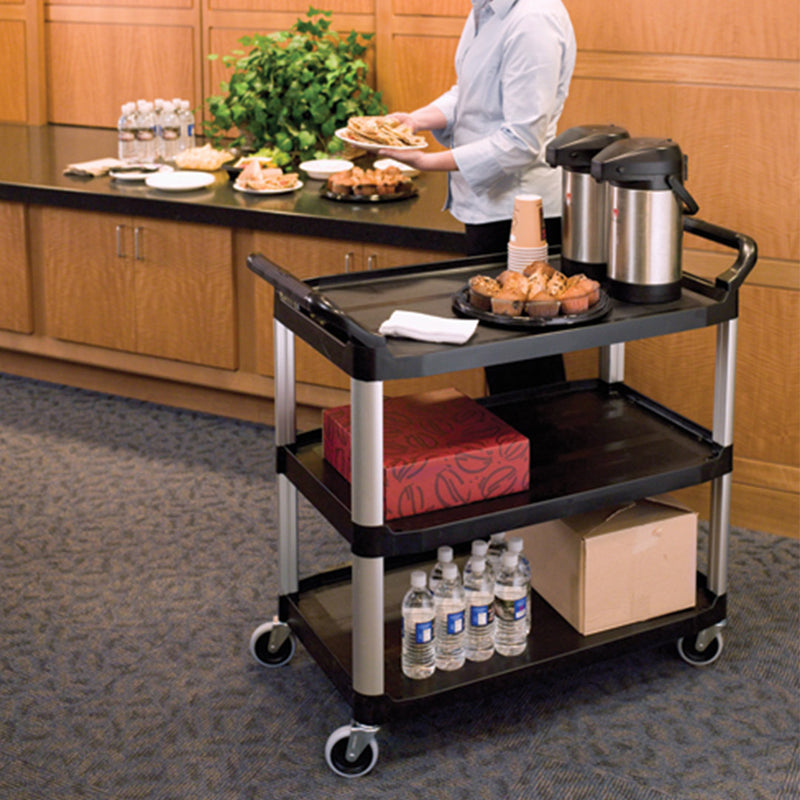 3 Tier Food Trolley Food Waste Cart Storage Mechanic Kitchen Black Large