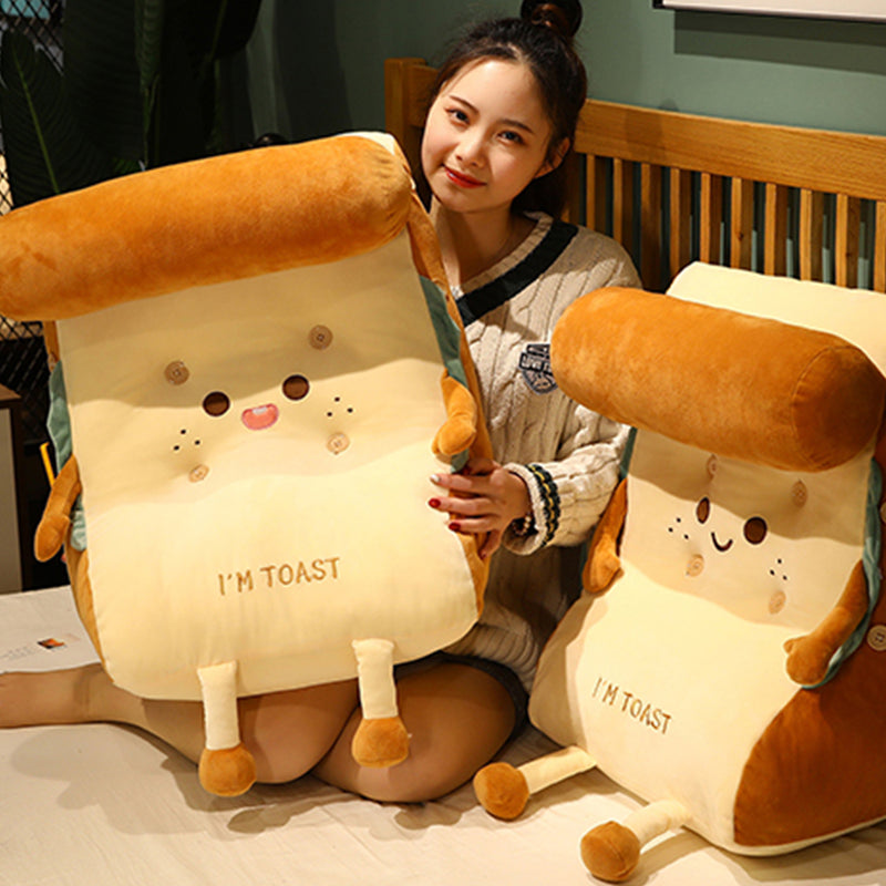 Cute Face Toast Bread Wedge Cushion Stuffed Plush Cartoon Back Support Pillow Home Decor