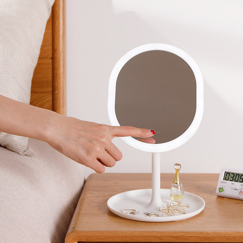 20cm White Rechargeable LED Light Makeup Mirror Tabletop Vanity Home Decor