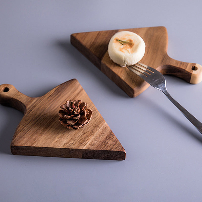 2X  6 pcs Brown Round Divisible Wood Pizza Server Food Plate Board Pizza Paddle Cutting Board Home Decor
