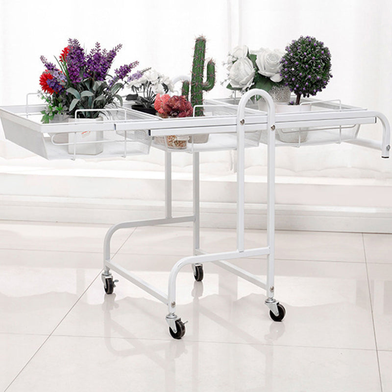 3 Tier Steel White Adjustable Kitchen Cart Multi-Functional Shelves Portable Storage Organizer with Wheels