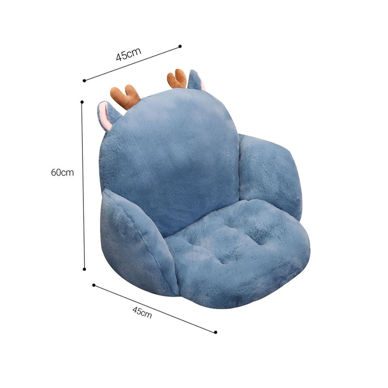 Blue Deer Shape Cushion Soft Leaning Bedside Pad Sedentary Plushie Pillow Home Decor