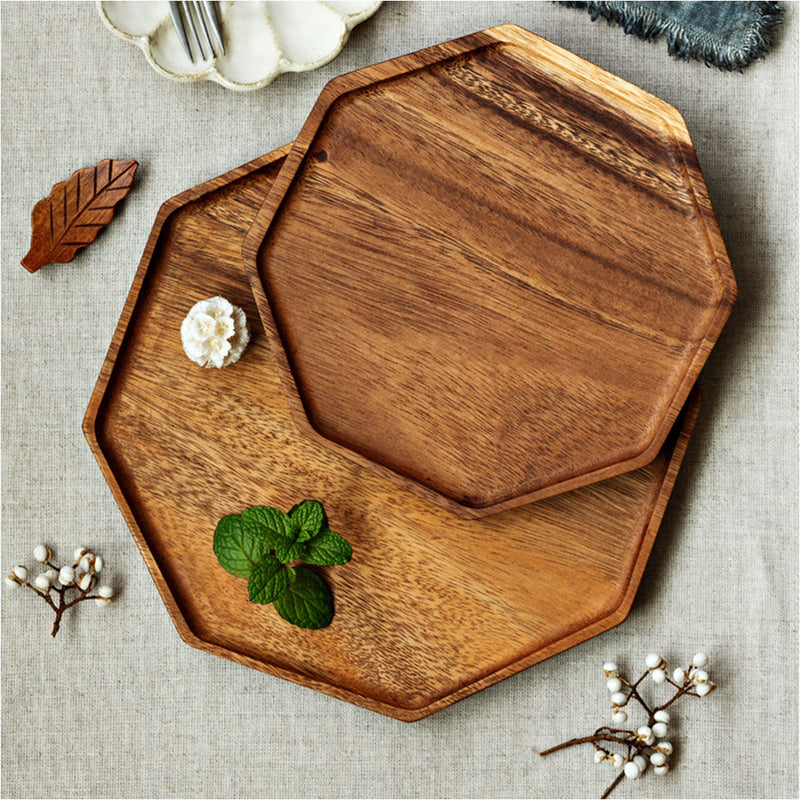 20cm Octagon Wooden Acacia Food Serving Tray Charcuterie Board Centerpiece  Home Decor