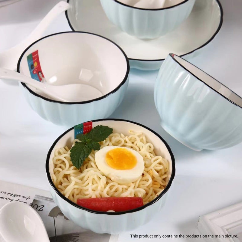 Blue Japanese Style Ceramic Dinnerware Crockery Soup Bowl Plate Server Kitchen Home Decor Set of 10