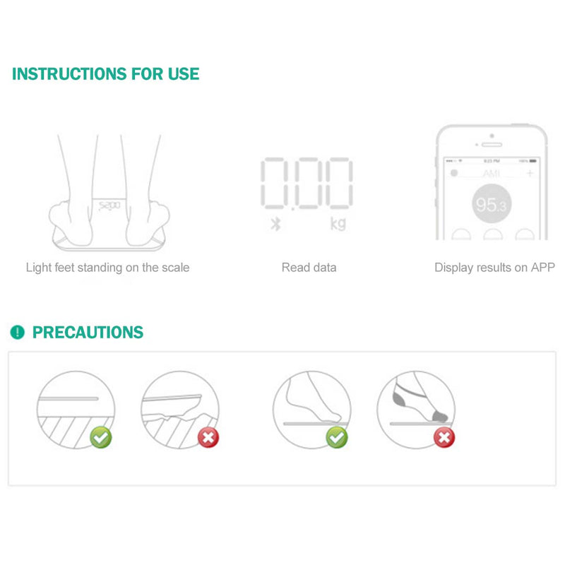 Wireless Bluetooth Digital Body Fat Scale Bathroom Weighing Scales Health Analyzer Weight White