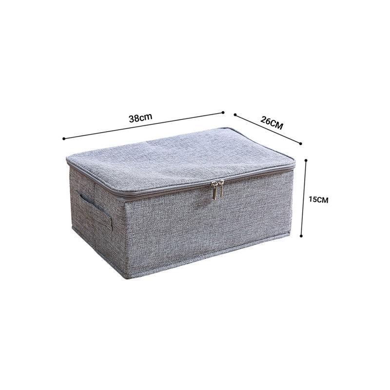 Grey Small Portable Double Zipper Storage Box Moisture Proof Clothes Basket Foldable Home Organiser