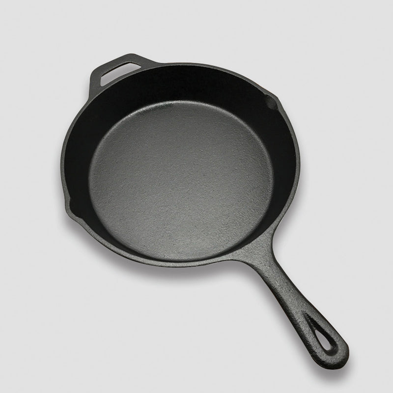 2X 30cm Round Cast Iron Frying Pan Skillet Steak Sizzle Platter with Helper Handle