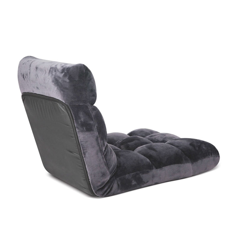 2X Floor Recliner Folding Lounge Sofa Futon Couch Folding Chair Cushion Grey