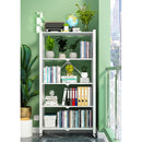 5 Tier Steel White Foldable Display Stand Multi-Functional Shelves Portable Storage Organizer with Wheels